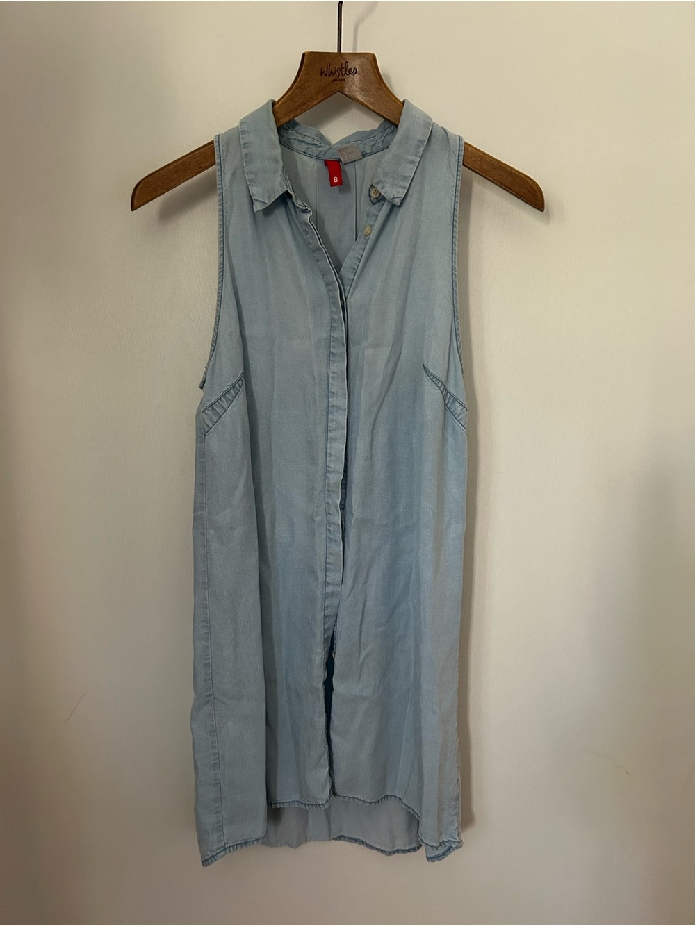 H&M Light Blue Sleeveless Denim-Style Midi Dress